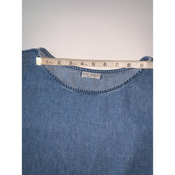 Russ Berens Malibu Blue Denim Short Sleeve Tunic Top Size S - Picture 11 of 11